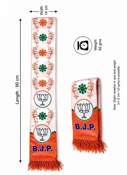 Premium BJP Printed Uttorio / Patka with Double-Sided Traditional Design, Lotus Symbol Print on Both Sides, B.J.P. Lettering