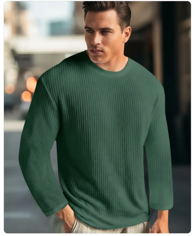 Polyester Self Knit Regular Fit Shirt - XL