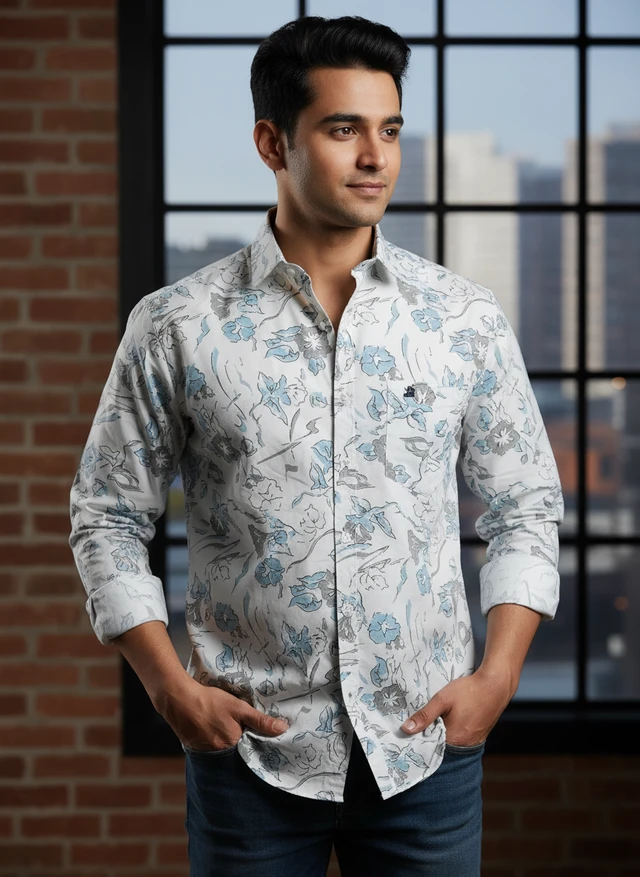 Premium Cotton Laffer Print Full Sleeve Shirt - XL