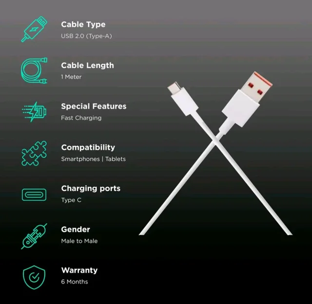 Xiaomi SonicCharge 3A  Type A to Type C 3.3 Feet (1M) Cable