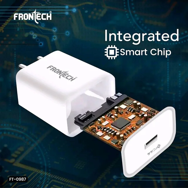 FRONTECH 44W/8.8A Flash Charger, Comes with Flash Charge Data Cable | Ultra Fast Charging | USB A Output | Smart Chip Protection (0987, White) - White