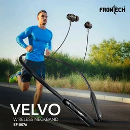 FRONTECH Frontech Wireless Neckband | 25H Playback | Bluetooth 5.1 | 10m Range | Magnetic Earbuds | 1Hr Fast Type-C Charging (EF-0076) - Black