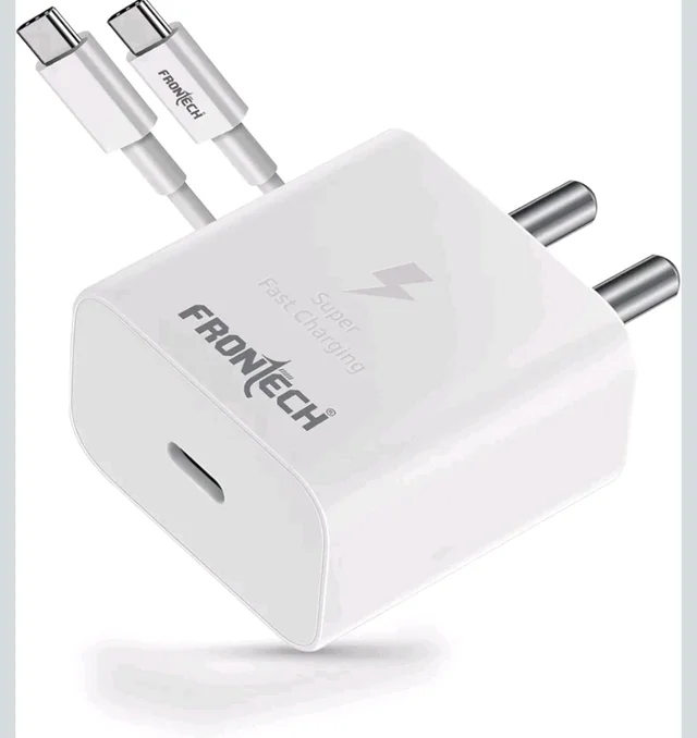 Frontech 25W PD Charger, Super-Fast Type-C Charging with Smart Chip, PPS & PD Support, Single Port USB-C Wall Charger with Cable – White (MCH-0028)