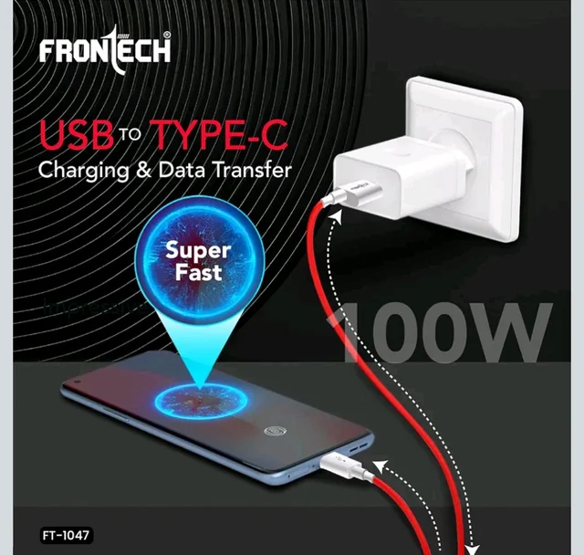 FRONECH USB Type-C Fast Charging Cable | 100W Power Delivery | 1M Durable & Bend-Resistant | SuperSpeed Data Transfer | Red & White (FT-1047)