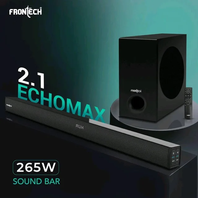 FRONTECH EchoMax-262 | 2.1 Channel Soundbar with Subwoofer | 265W Output | BT 5.3/HDMI/Optical/USB & AUX Connectivity (SW-0262)