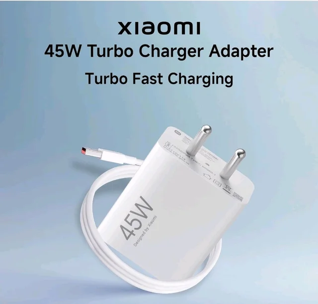 Mi Xiaomi Original 45W Turbo Fast Charger Combo/Rapid Charging with Qualcomm Quick Charge 3.0. Includes USB Type-C 3A Fast Charge Cable. Compatable with mobiles, laptops, and Power Banks (White)