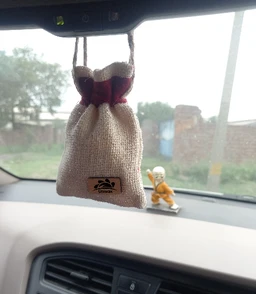 Natural Jute Air Freshener Bag – Long-Lasting Car & Room Perfume Sachet | Eco-Friendly Scented Deodorizer for Closet, Drawer, Bathroom & Office - 1 bag with two fillers