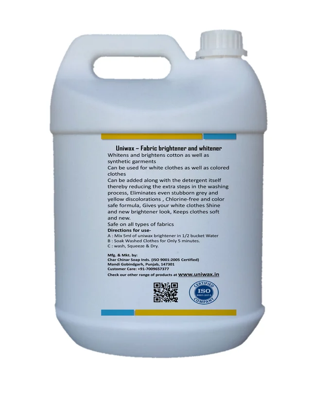 Uniwax Fabric Brightener & Whitener | Restores Original Shine & Whiteness - 5 liter