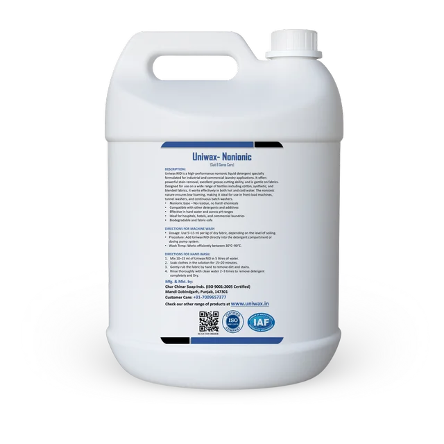Uniwax NID nonionic Liquid detergent/ Non-Residue Liquid Detergent for Sensitive Clothes - 20 kg