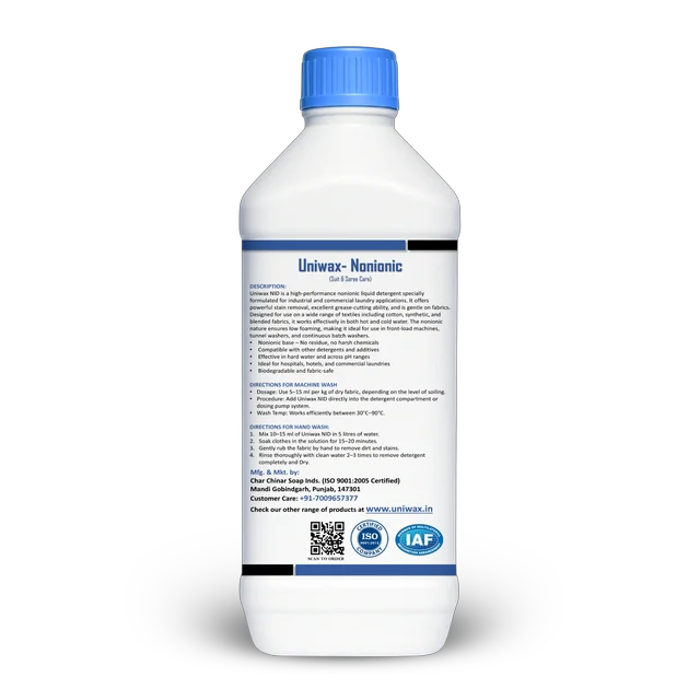 Uniwax NID nonionic Liquid detergent/ Non-Residue Liquid Detergent for Sensitive Clothes - 1kg