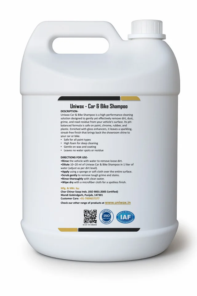 Uniwax Car & Bike Shampoo Foam-Rich Cleaner with Protective Wax Coating - 5kg
