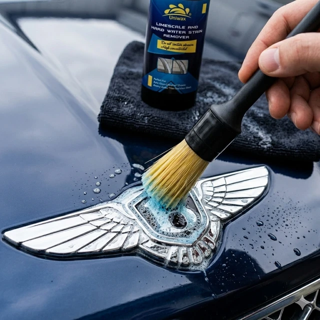 Uniwax UL13 Hard Water Stain Remover for Cars | Lime Scale Chrome, Logos & Door Handles Cleaner | 200ml - 5kg