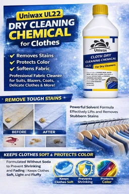uniwax cloth dry cleaning chemical concentrate UL22 , Fabric Dry Cleaning Solution | Professional Garment Cleaner | No Shrinkage Formula | Safe for All Fabrics - 1kg