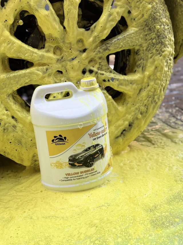 Uniwax blue color foam wash waUniwax Color Foam Wash with Wax Car Shampoo | High Foaming Car Wash Soap | Removes Dirt & Grime | Adds Shine & Water Beading | Safe for All Vehicle Paints | pH Balancedith wax colour foam car wash shampoo - 1kg, Yellow