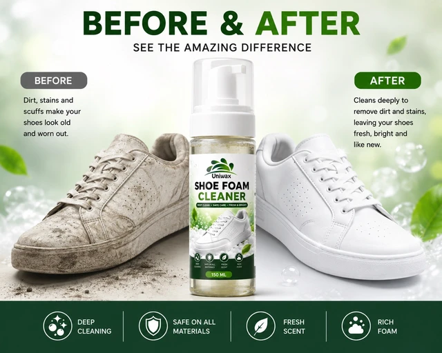 Uniwax Shoe Foam Cleaner – Powerful Deep Cleaning for All Types of Shoes