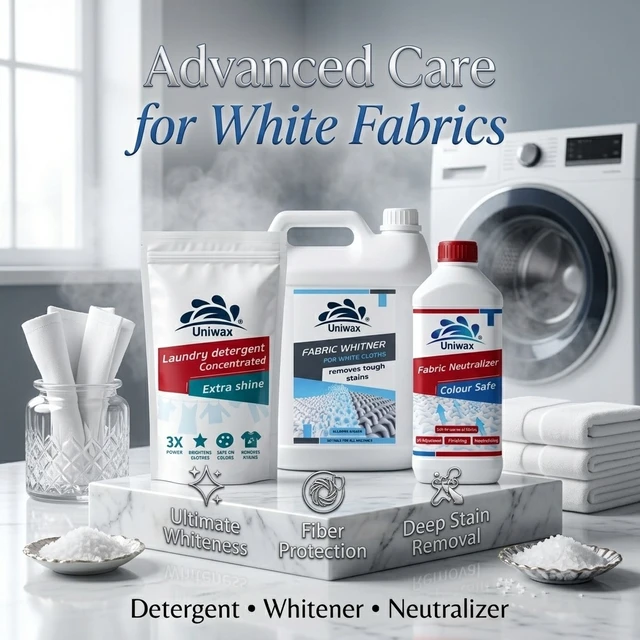 Uniwax White Fabric Care Kit of 3 – Laundry Detergent, Fabric Whitener & Neutralizer for Bright White Clothes