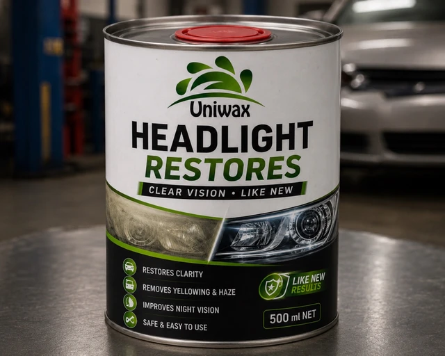 Uniwax Headlight Restore Liquid | Restores Yellowed & Oxidized Headlights | Crystal Clear Finish | Long-Lasting UV Protection | Automotive Headlight Restoration Coating