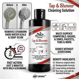 Tap & Shower Cleaner – Deep Cleaning Formula for Removes Limescale Stubborn Stains & Water Deposits - 200ML