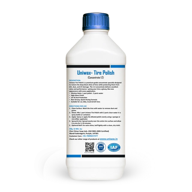 Uniwax Tyre Polish (1:2 Concentrate) – Deep Black Finish & Protection - 1 Kg