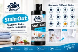 uniwax Stain out for tea coffee, pan masala, colour, black spot, food stain remover for cloth - 200ml