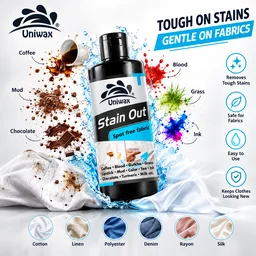 uniwax Stain out for tea coffee, pan masala, colour, black spot, food stain remover for cloth - 200ml