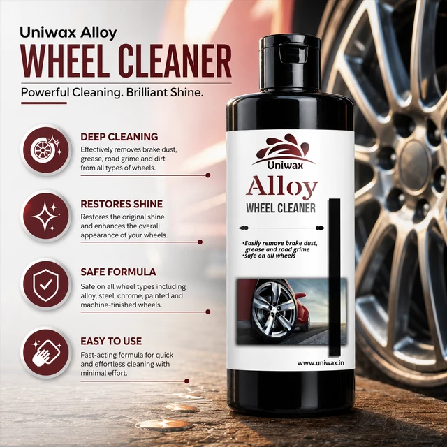 Uniwax Alloy Wheel Cleaner – Powerful Brake Dust & Grime Remover | Safe for All Wheels | Fast-Acting Spray for Deep Cleaning & Shine - 200ml