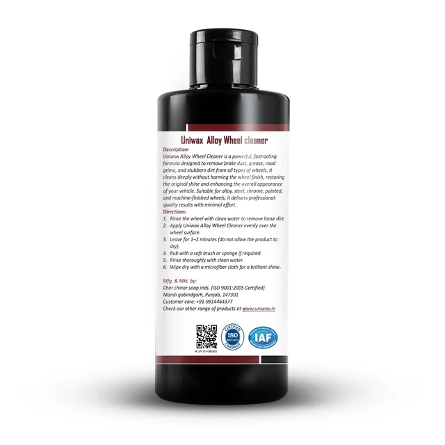 Uniwax Alloy Wheel Cleaner – Powerful Brake Dust & Grime Remover | Safe for All Wheels | Fast-Acting Spray for Deep Cleaning & Shine - 200ml