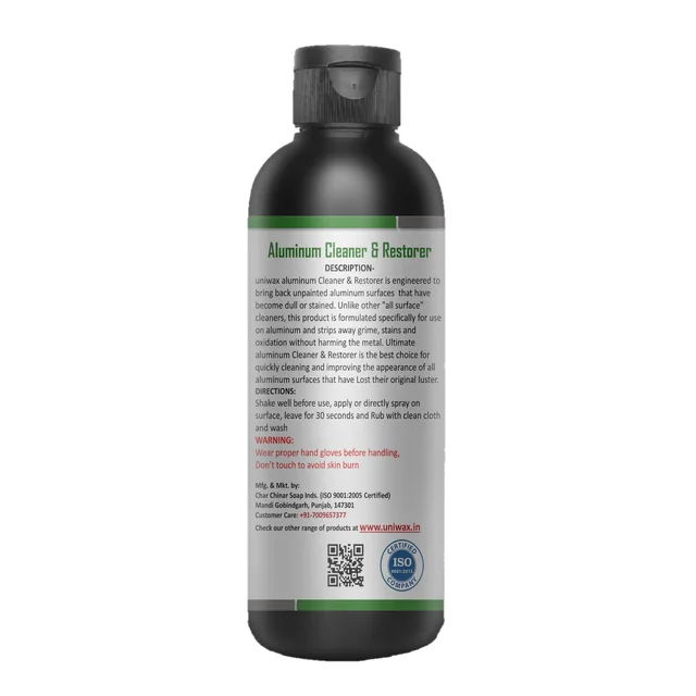 Uniwax Aluminium Cleaner and Brightener | Remove Oxidation, Dust, Cement and Heavy Dust Particles | Clean & Restore - 200ml