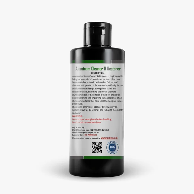 Uniwax Aluminium Cleaner and Brightener | Remove Oxidation, Dust, Cement and Heavy Dust Particles | Clean & Restore - 200ml