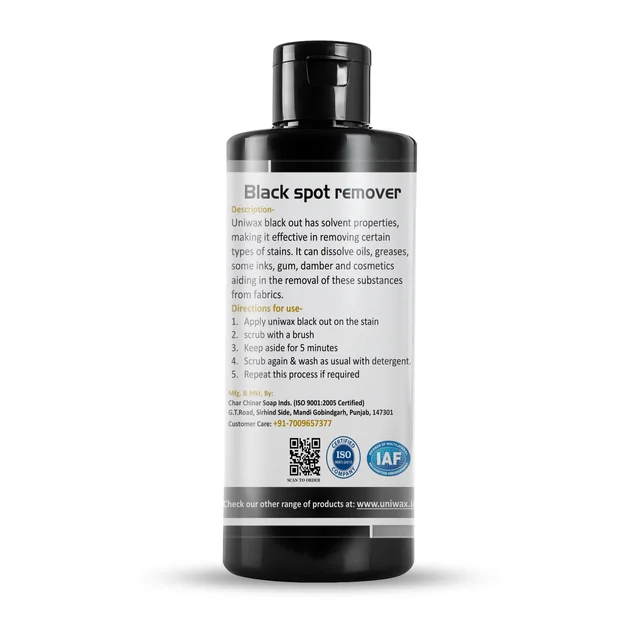 Black out- black stain remover DAMBER, PAINT, OIL, GREASE, GUM, COSMETICS, INK, ETC. UL02 - 200ml