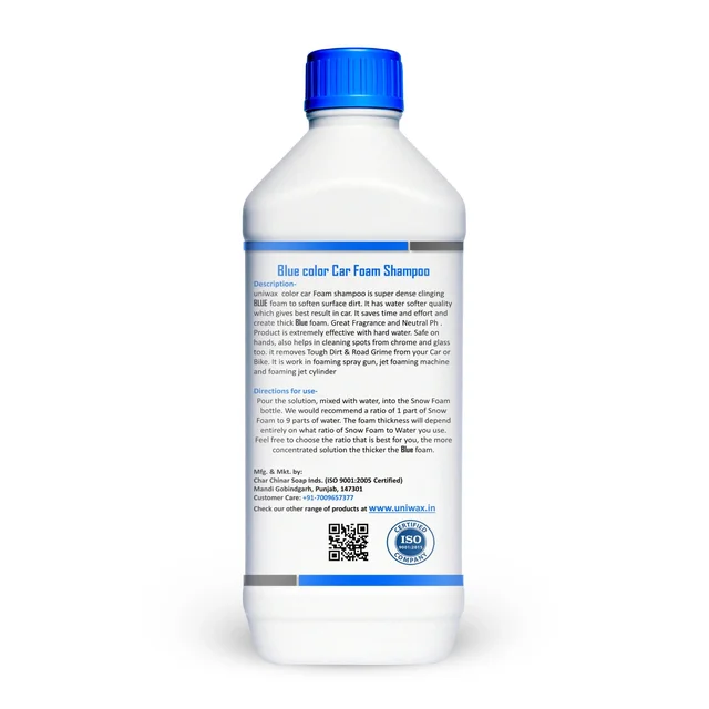 Uniwax Blue Foam Shampoo produces a thick, stable foam for superior cleaning. - 1kg, blue