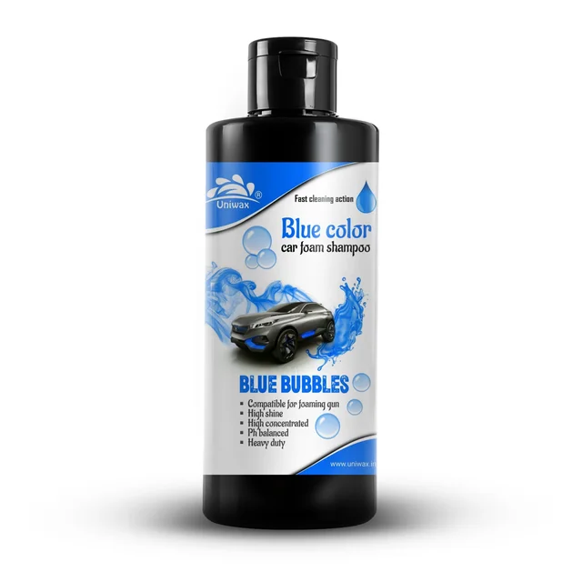 Uniwax Blue Foam Shampoo produces a thick, stable foam for superior cleaning. - 200ml, blue