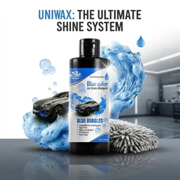 Uniwax Blue Foam Shampoo produces a thick, stable foam for superior cleaning. - 200ml, blue