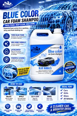 Uniwax Blue Foam Shampoo produces a thick, stable foam for superior cleaning. - 5kg, blue