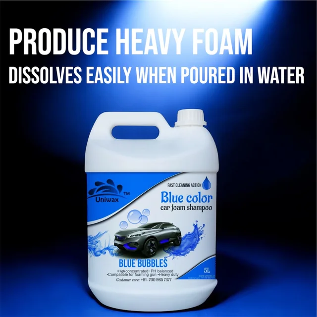 Uniwax Blue Foam Shampoo produces a thick, stable foam for superior cleaning. - 5kg, blue