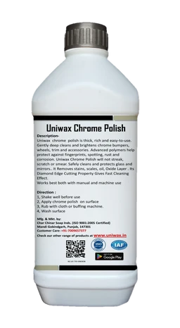UNIWAX CHROME POLISH/ Chrome restoration/ Metal Polish Chrome, Copper, Brass, Bronze, Gold, Nickel and Stainless Steel. All Metal Cleaner - 1KG