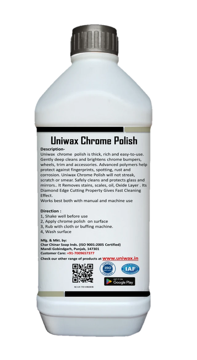 UNIWAX CHROME POLISH/ Chrome restoration/ Metal Polish Chrome, Copper, Brass, Bronze, Gold, Nickel and Stainless Steel. All Metal Cleaner - 1KG