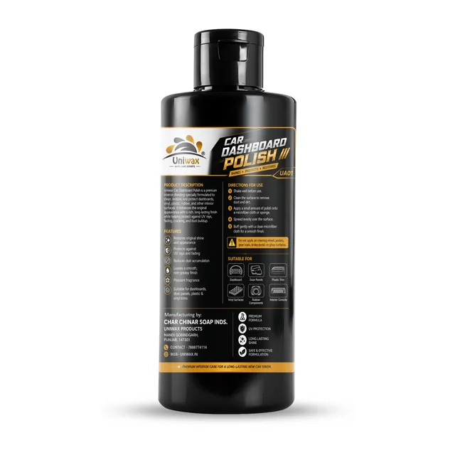 Uniwax Dashboard Polish for Car | Interior Cleaner & Shine | Protects & Restores Car Dashboard | Long-Lasting Gloss |dust protection - 200ml