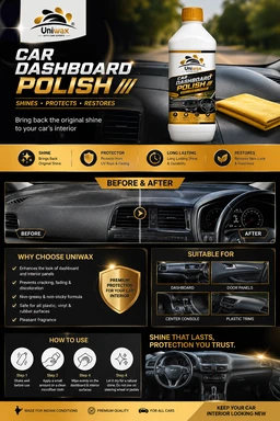 Uniwax Dashboard Polish for Car | Interior Cleaner & Shine | Protects & Restores Car Dashboard | Long-Lasting Gloss |dust protection - 1kg