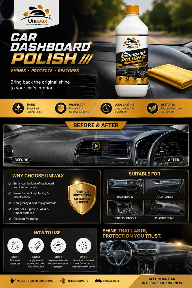 Uniwax Dashboard Polish for Car | Interior Cleaner & Shine | Protects & Restores Car Dashboard | Long-Lasting Gloss |dust protection - 1kg