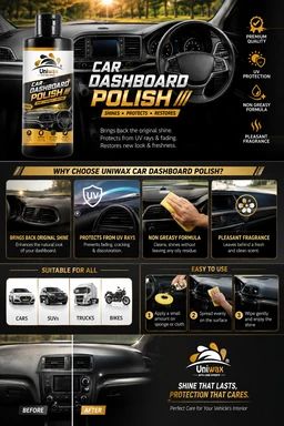 Uniwax Dashboard Polish for Car | Interior Cleaner & Shine | Protects & Restores Car Dashboard | Long-Lasting Gloss |dust protection - 200ml