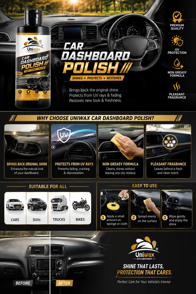 Uniwax Dashboard Polish for Car | Interior Cleaner & Shine | Protects & Restores Car Dashboard | Long-Lasting Gloss |dust protection - 200ml