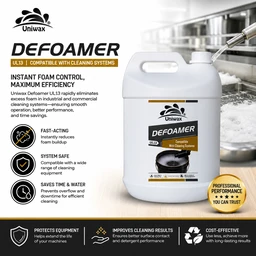 Uniwax Defoamer for Laundry & Industrial Cleaning | Instant Foam Control | Anti Foam Liquid for Detergent Systems | Fast Acting Foam Remover - 5kg
