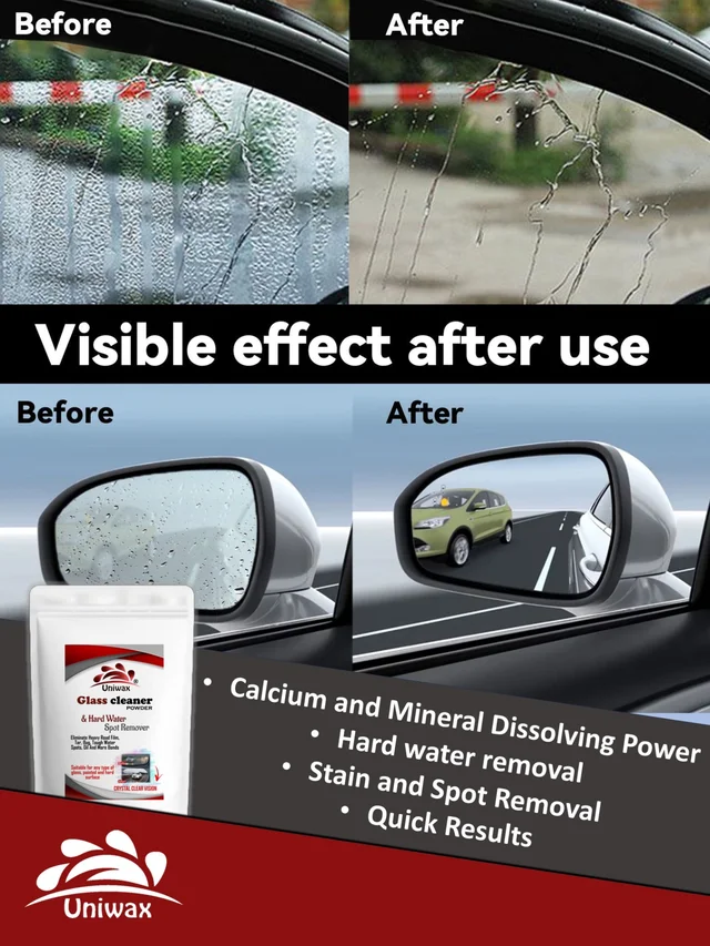 Glass Cleaner Powder Glass Hardwater Remover and Car Headlight Cleaner Removes Yellowish - 200 gram