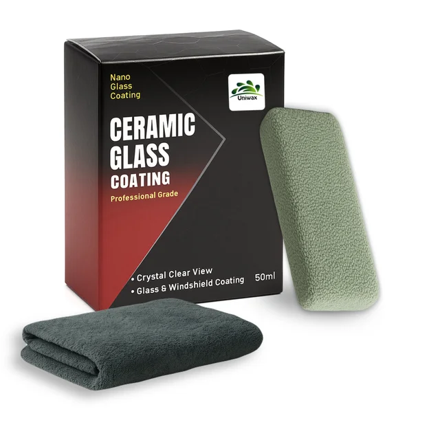 Uniwax Ceramic Glass Coating | Crystal Clear Nano Protection for Windshields & Windows | Anti-Water, Anti-Fog & UV Shield | Long-Lasting Hydrophobic Coating for Cars, Bikes & Mirrors - 50ml