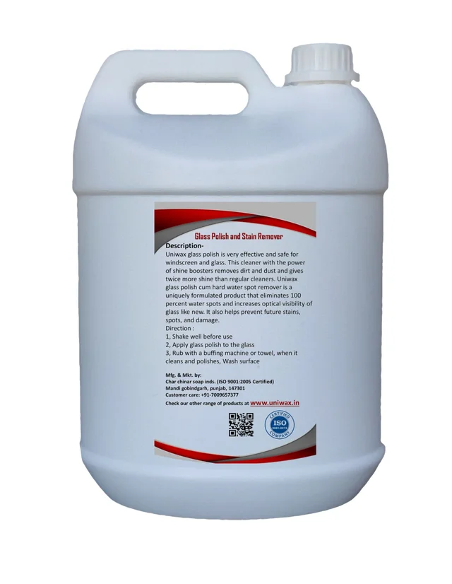 Uniwax Glass Polish – Hard Water Stain Remover & Glass Cleaner – Restores Clarity & Shine - 5kg