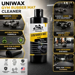 Uniwax Gym Rubber Mat Cleaner 200ml | Antibacterial Gym Floor Cleaner | Removes Sweat, Dirt & Odor | Non-Slip & Quick Dry Formula | Safe for Rubber Gym Mats & Fitness Flooring - 200ml
