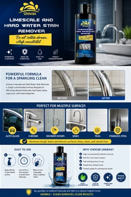 Uniwax UL13 Hard Water Stain Remover for Cars | Lime Scale Chrome, Logos & Door Handles Cleaner | 200ml - 5kg