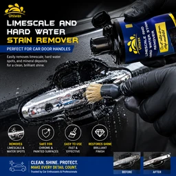Uniwax UL13 Hard Water Stain Remover for Cars | Lime Scale Chrome, Logos & Door Handles Cleaner | 200ml - 1kg
