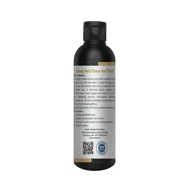 Uniwax Metal Polish – Restores Shine & Removes Tarnish from Chrome, Brass, Copper, Aluminum & Stainless Steel – Heavy-Duty Cleaner & Protectant - 200ml